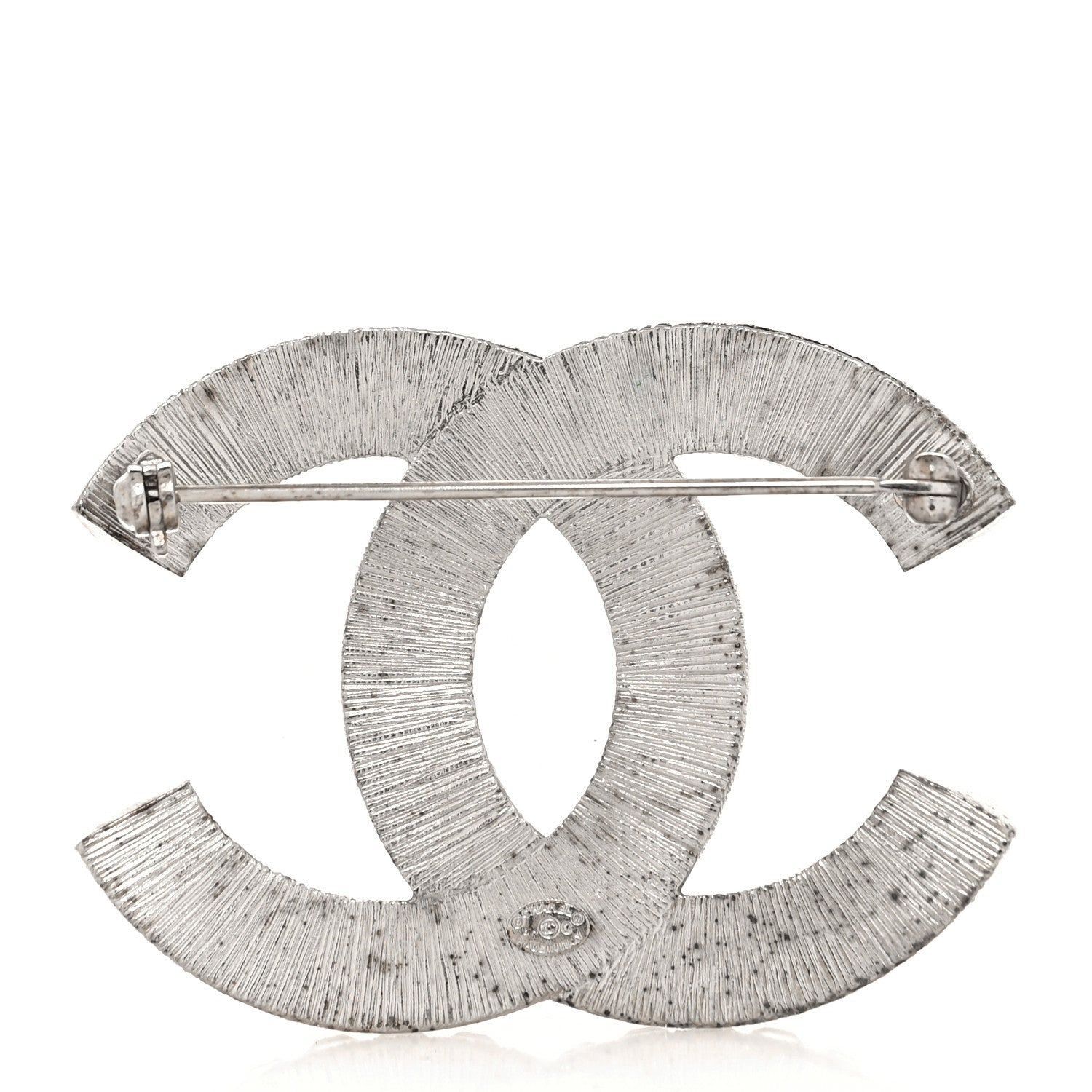 Chanel Baguette Crystal CC Brooch Silver 3 of 4