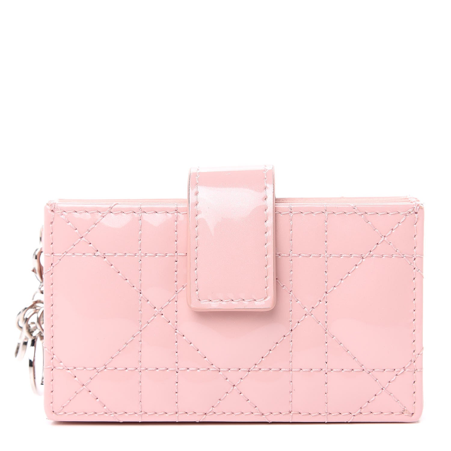 Christian Dior Patent Cannage Lady Dior 5-Gusset Card Holder Pink 1 of 9