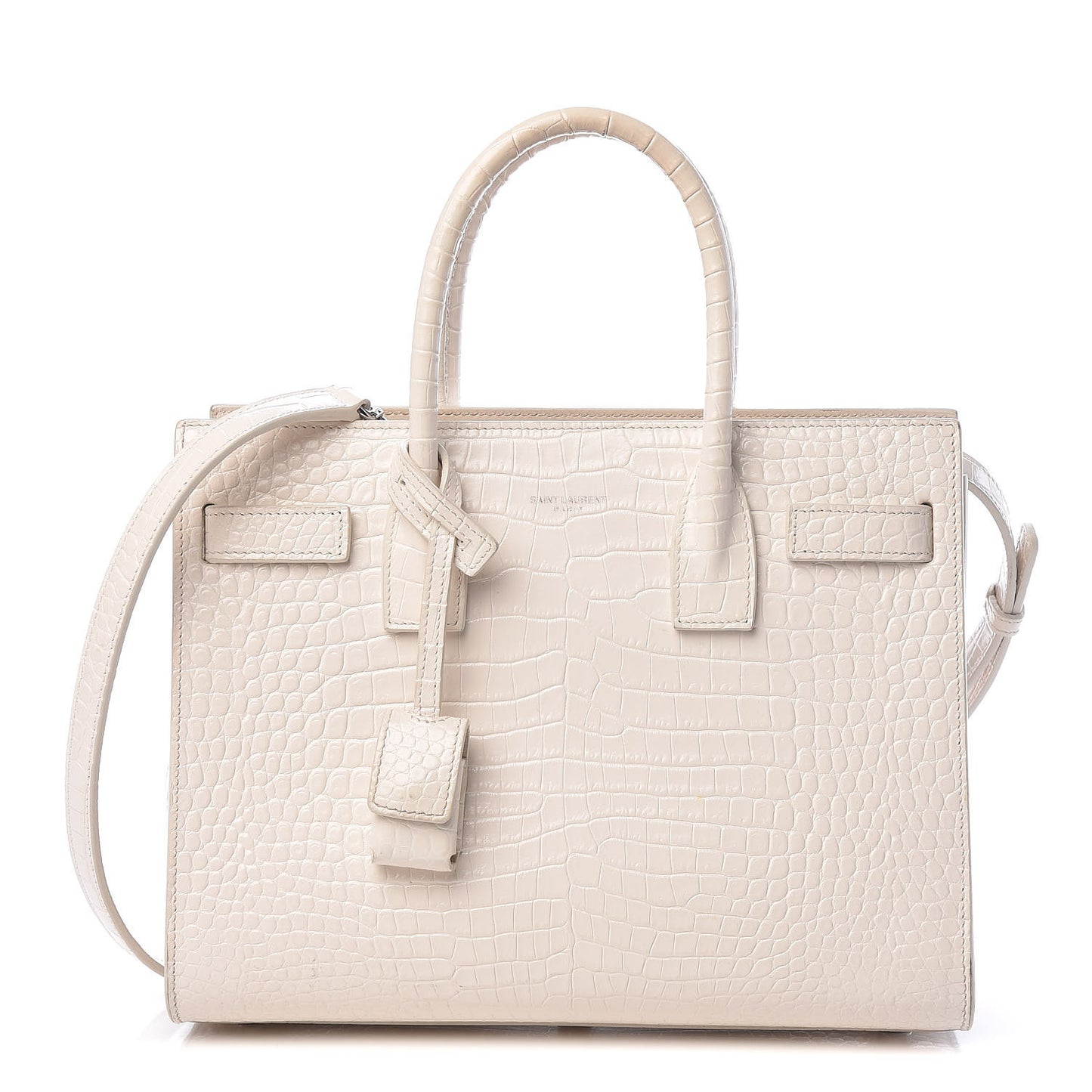 Calfskin Crocodile Embossed Baby Sac De Jour Gris Perle