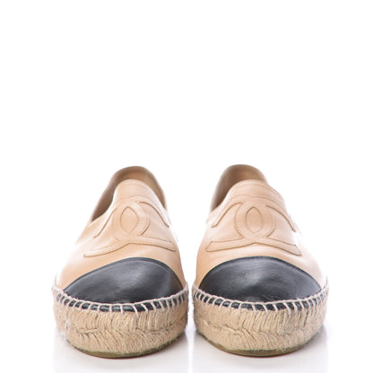 Chanel Lambskin CC Espadrilles 41 Beige Black 2 of 12