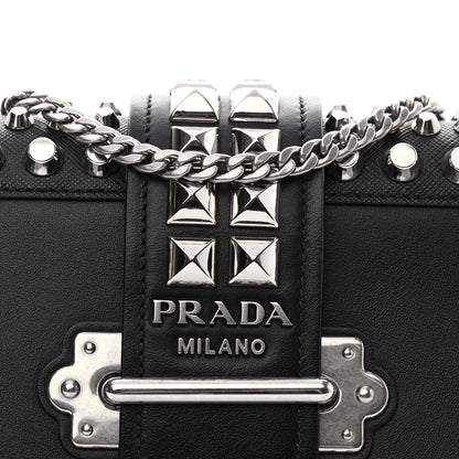 Prada Saffiano City Calf Studded Cahier Belt Bag Black 7 of 9