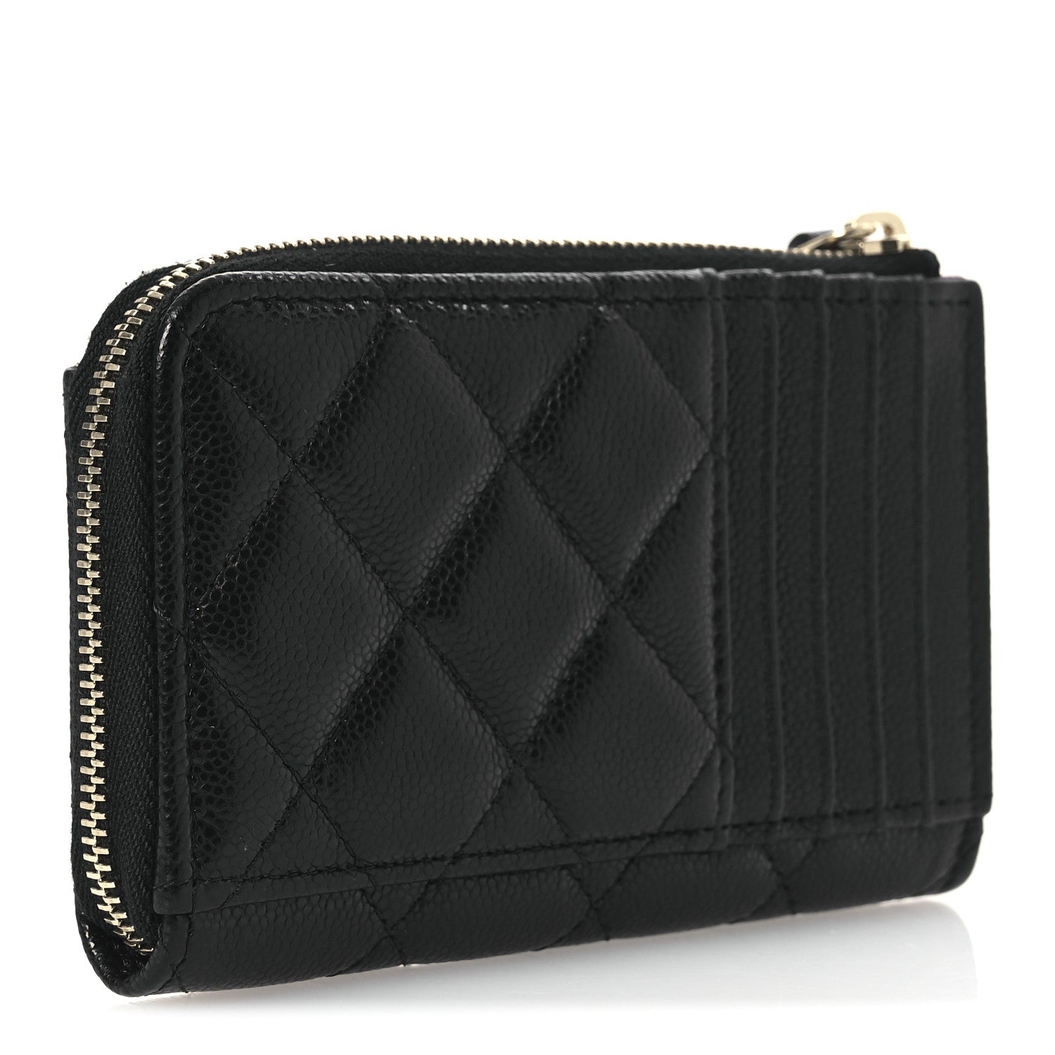 Chanel Caviar Quilted CC Zip Around Card Holder Black 2 of 7