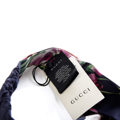 Gucci Silk Blooms Print Duchesse Headband Navy 4 of 5