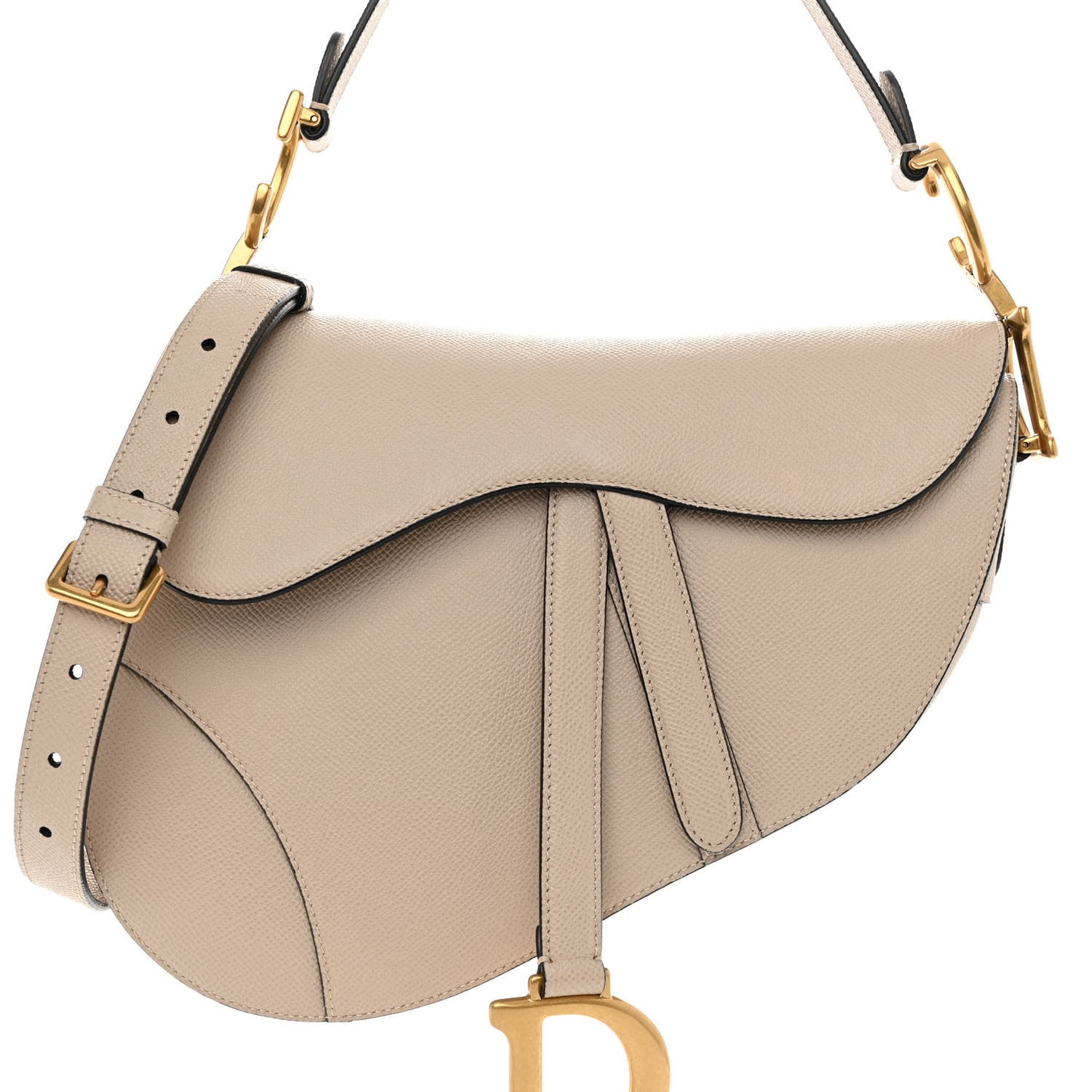 Grained Calfskin Saddle Bag With Strap Hazelnut