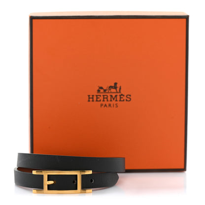 Hermes Chamonix Behapi Double Tour Bracelet Black Gold 7 of 7