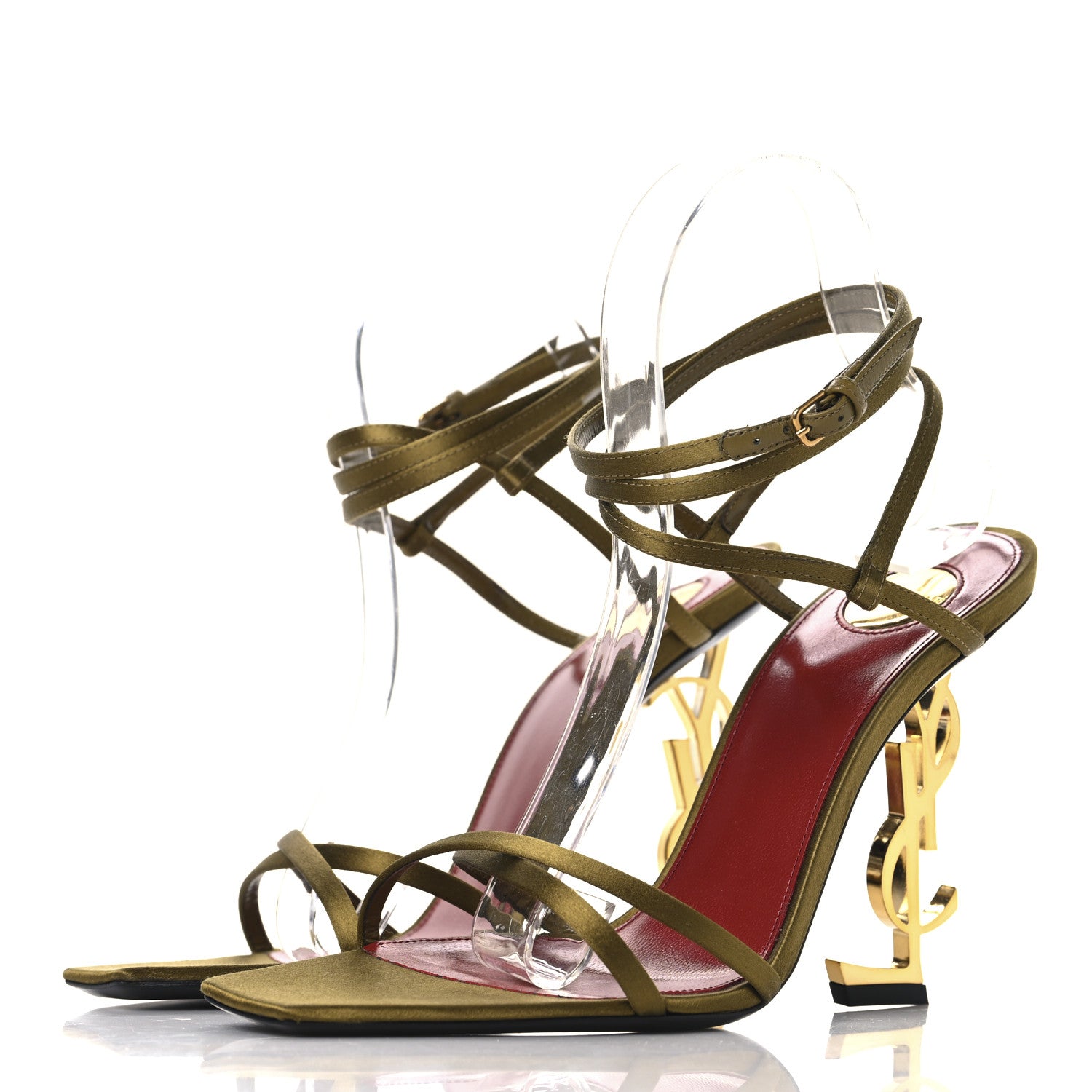 Saint Laurent Crepe Satin Opyum 110 Sandals 38.5 Cuba Gold 4 of 9