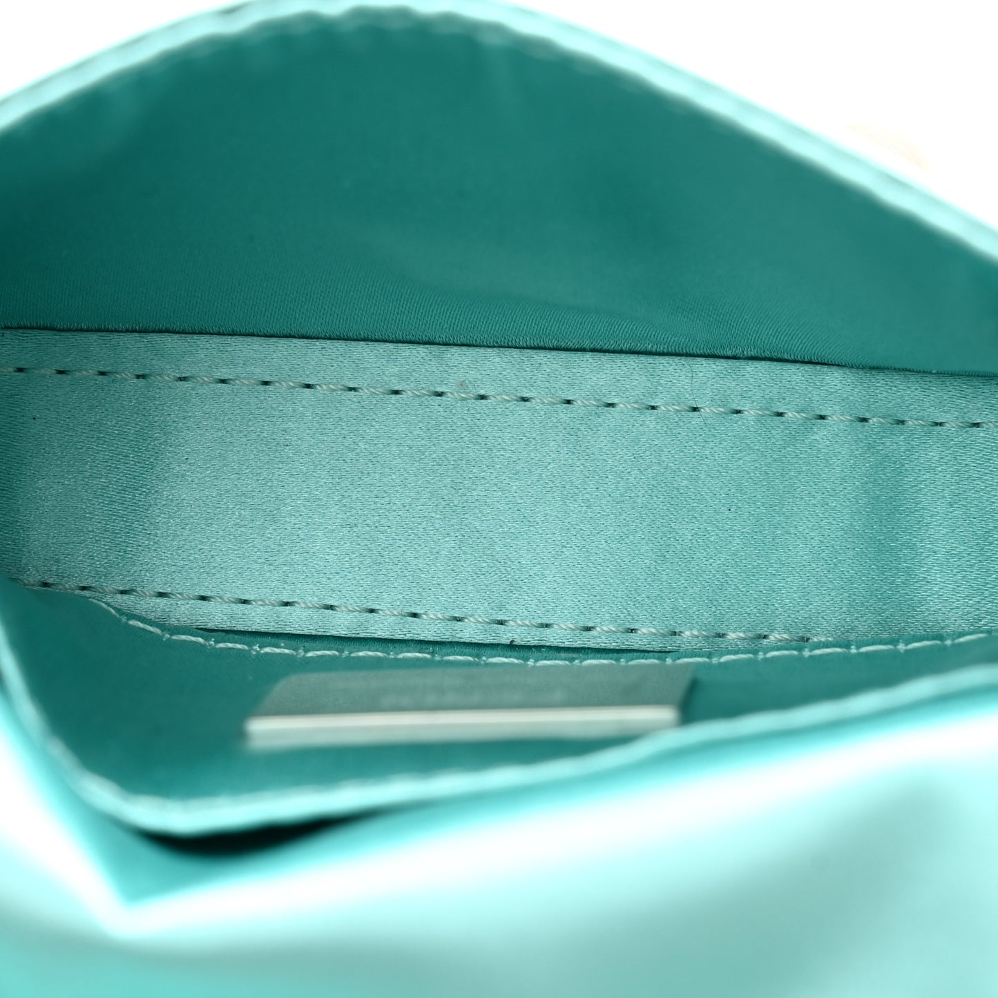 X TIFFANY Satin Silk Sterling Silver Nano Maxi Buckle Baguette Tiffany Blue