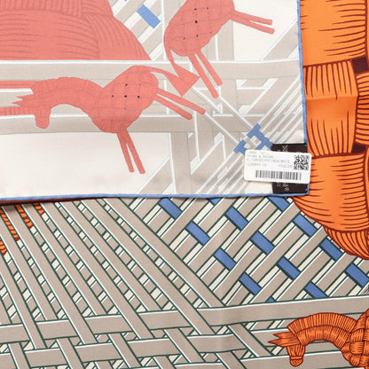 Hermes Silk Masan & Masan Scarf 90 Grege Potiron Bois De Rose 3 of 4