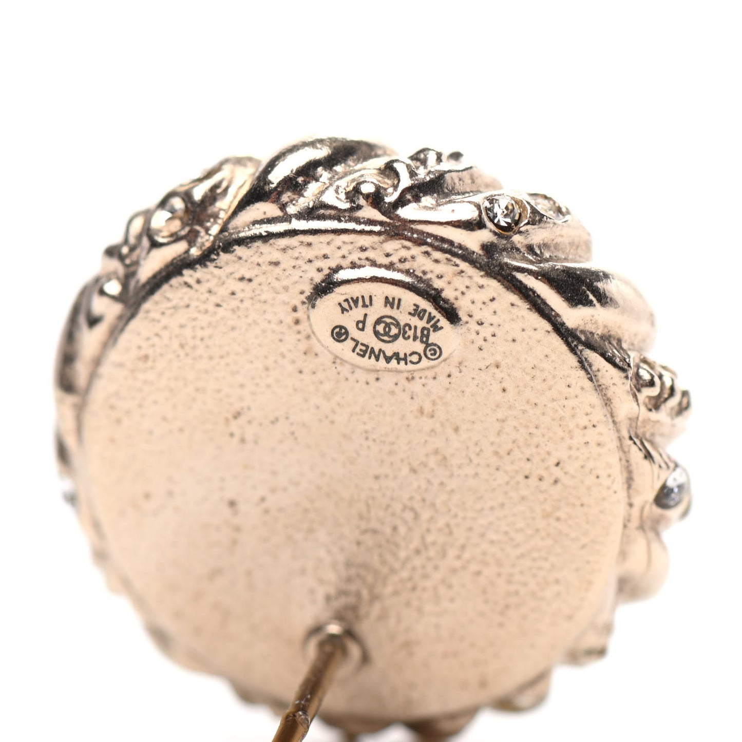 Pearl Crystal Twisted CC Round Earrings Gold