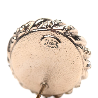 Chanel Pearl Crystal Twisted CC Round Earrings Gold 4 of 4