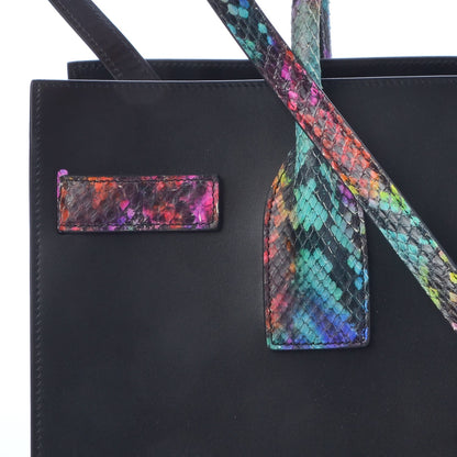 Saint Laurent Calfskin Embossed Python Small Sac De Jour Black Multicolor 12 of 13