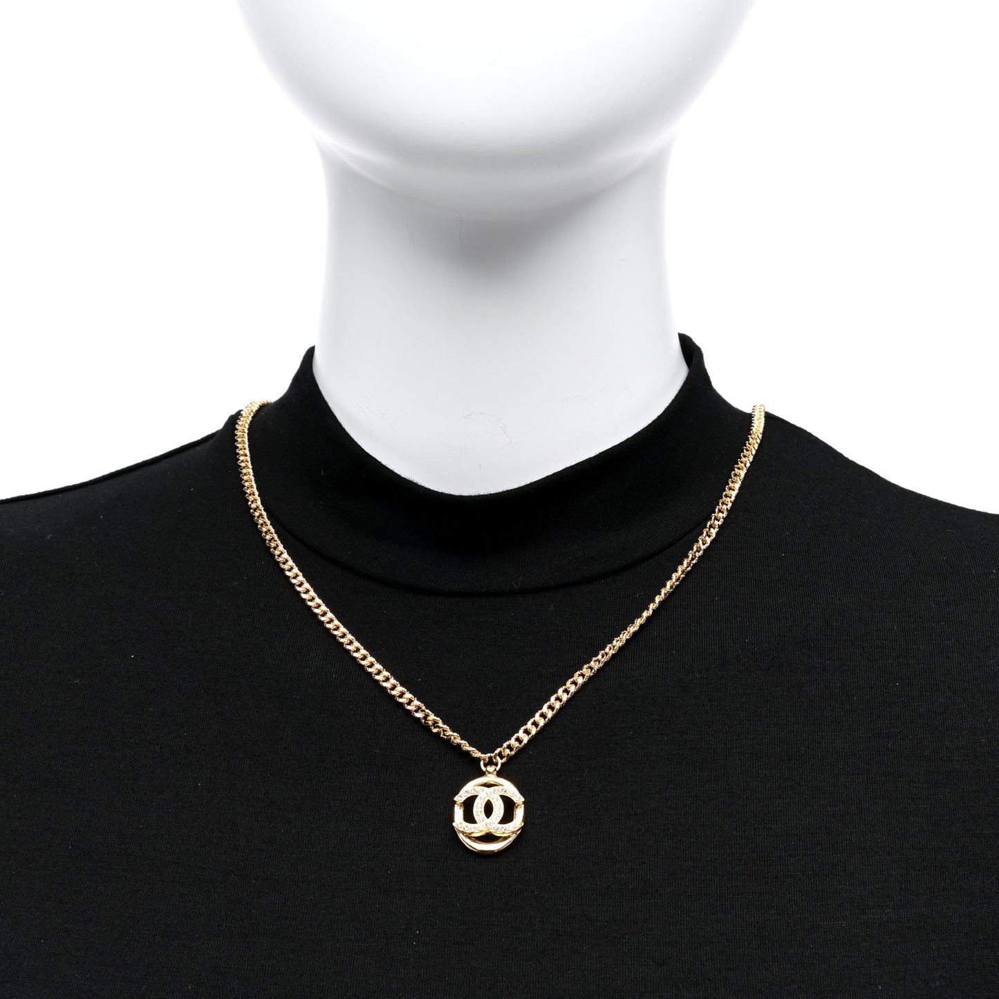 Crystal CC Chain Pendant Necklace Gold