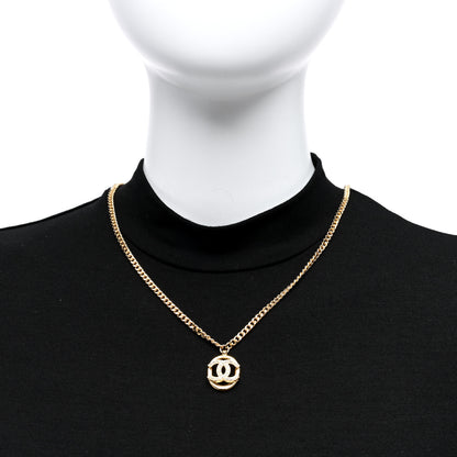 Chanel Crystal CC Chain Pendant Necklace Gold 2 of 5