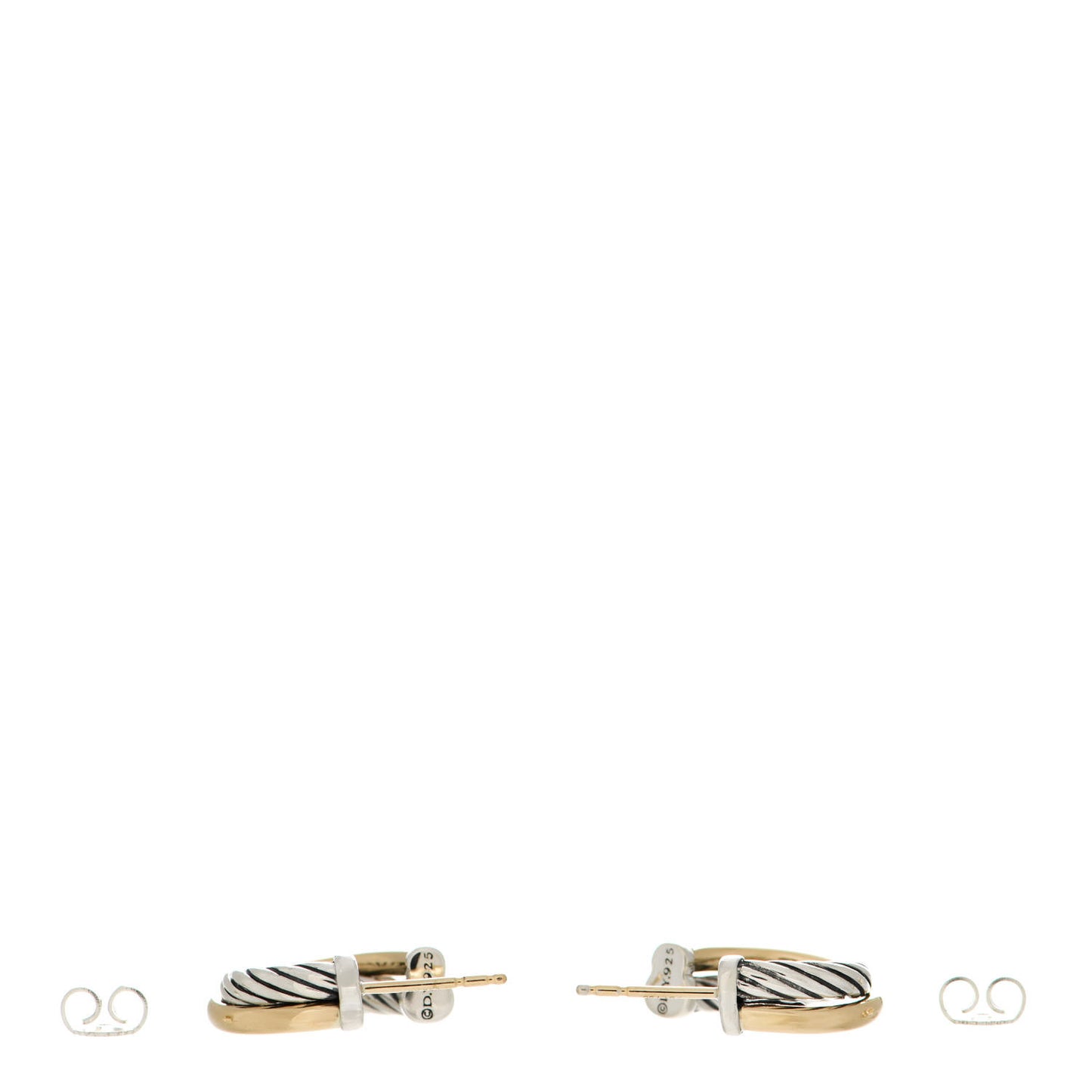 Sterling Silver 18K Yellow Gold 17mm Crossover Cable Hoop Earrings