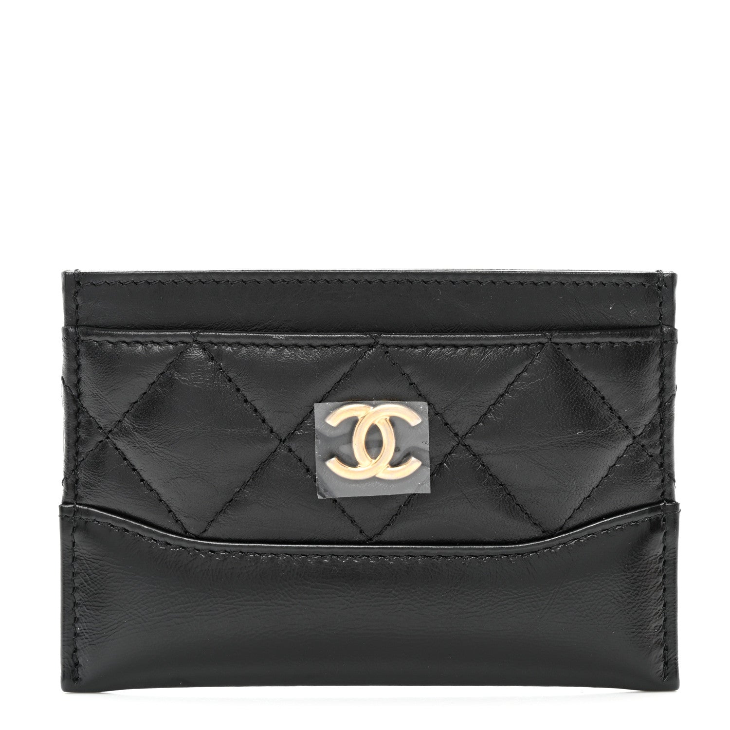 Chanel Aged Calfskin Quilted Gabrielle Card Holder Black 1 of 8