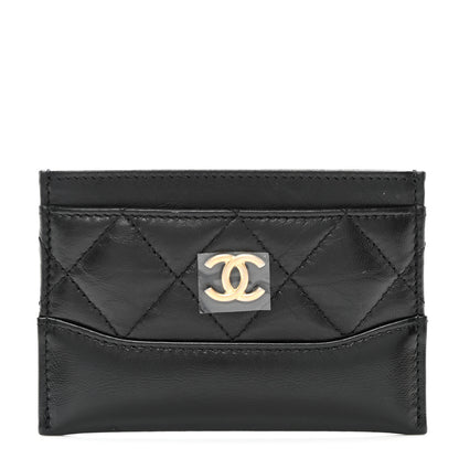 Chanel Aged Calfskin Quilted Gabrielle Card Holder Black 1 of 8