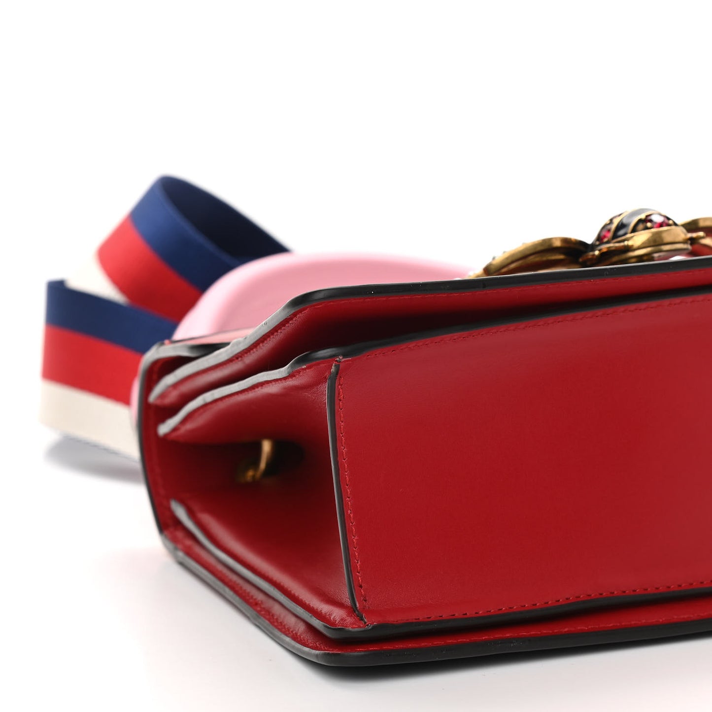Calfskin Sylvie Web Small Queen Margaret Top Handle Bag Blue Agata Hibiscus Red Mystic White Sugar Pink
