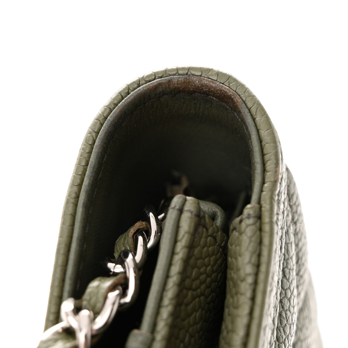 Caviar Quilted Boy Wallet On Chain WOC Khaki