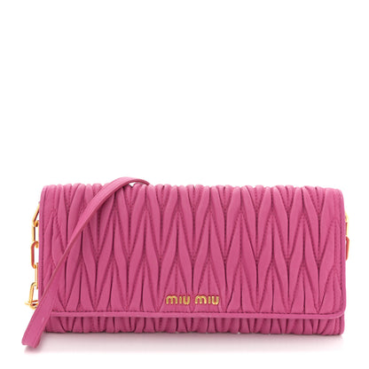 Miu Miu Nappa Matelasse Wallet On Chain Fuxia 1 of 10