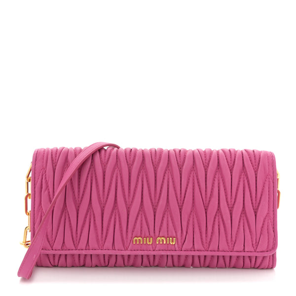 Miu Miu Nappa Matelasse Wallet On Chain Fuxia 1833689 – FASHIONPHILE