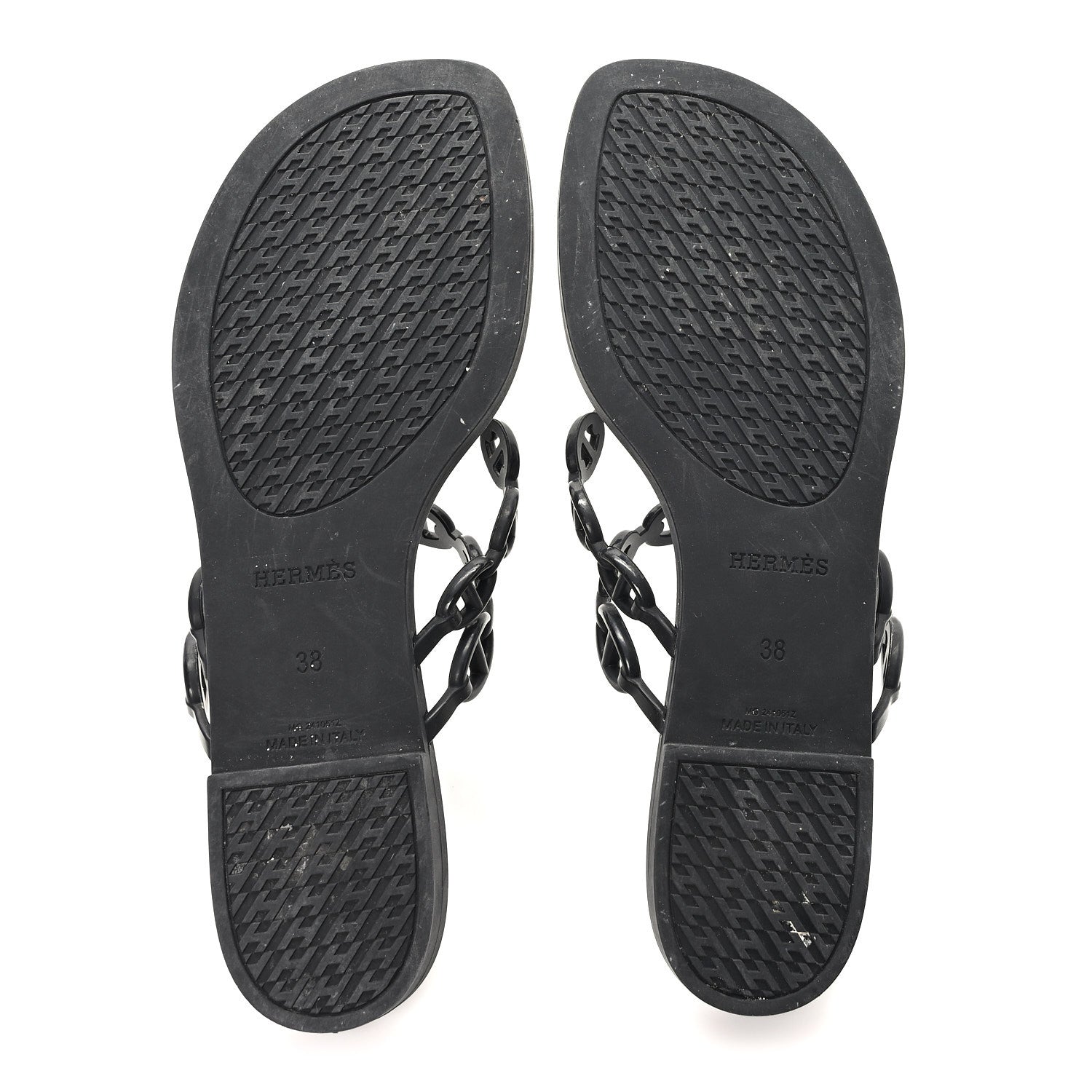 Hermes Rubber Chaine d'Ancre Island Sandals 38 Black 6 of 10