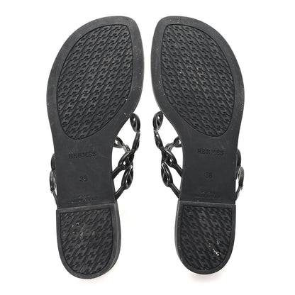 Hermes Rubber Chaine d'Ancre Island Sandals 38 Black 6 of 10