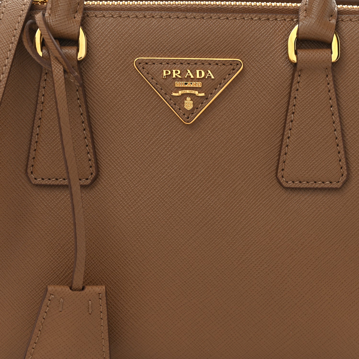 Prada Saffiano Mini Galleria Double Zip Tote Caramel 7 of 9