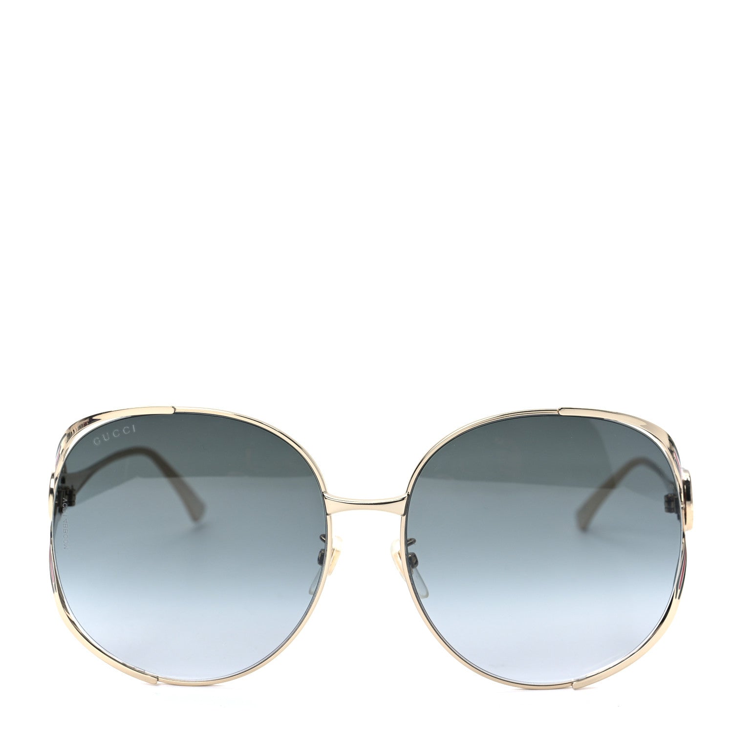 Gucci Metal Oversized Round Frame GG0225S Sunglasses Gold 2 of 8