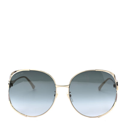 Gucci Metal Oversized Round Frame GG0225S Sunglasses Gold 2 of 8