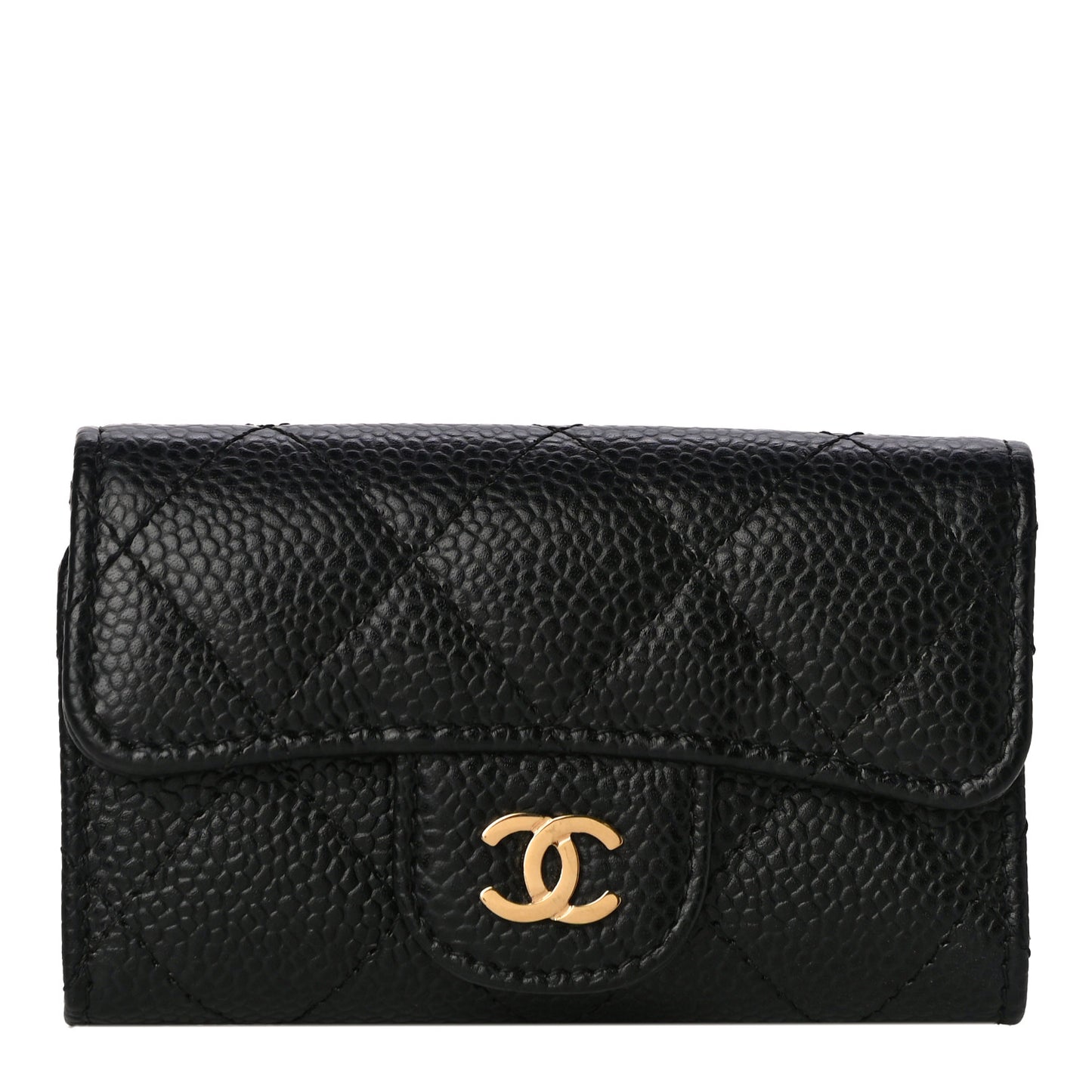 Caviar Quilted 6 Key Holder Black