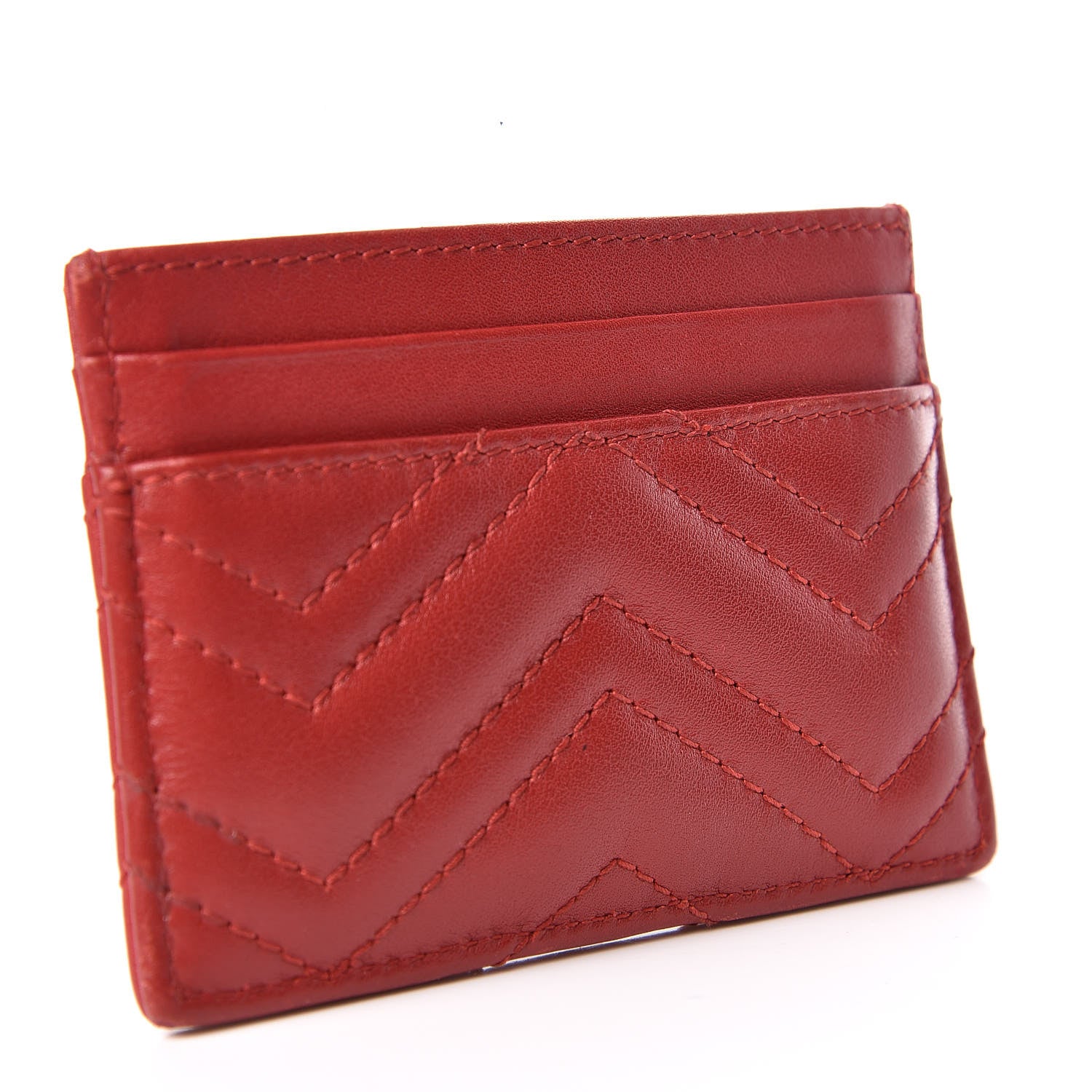 Gucci Calfskin Matelasse GG Marmont Card Holder Hibiscus Red 3 of 7