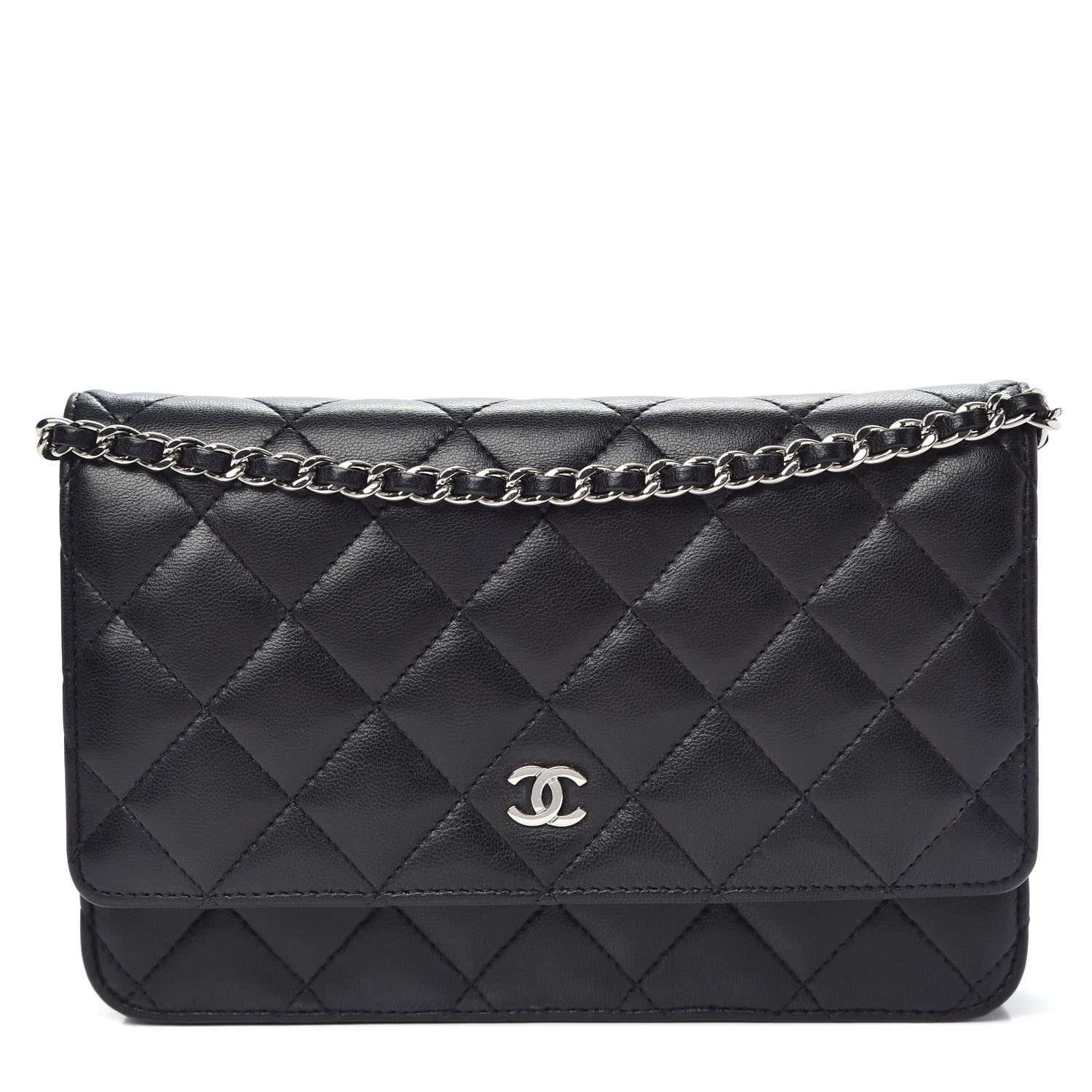 Chanel Lambskin Quilted Wallet On Chain WOC Black 1 of 14