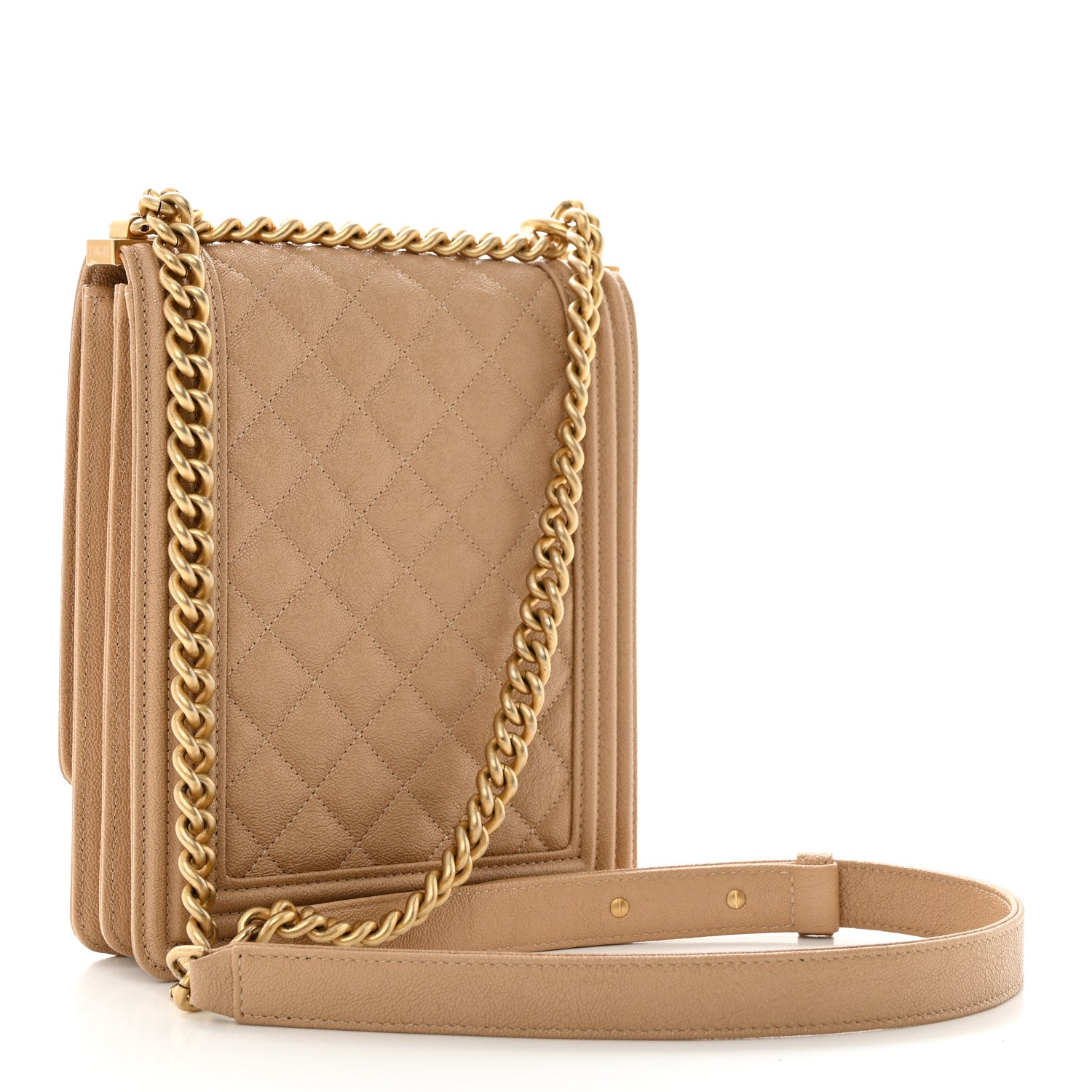 Chanel Calfskin Quilted North South Boy Flap Beige 2 of 11
