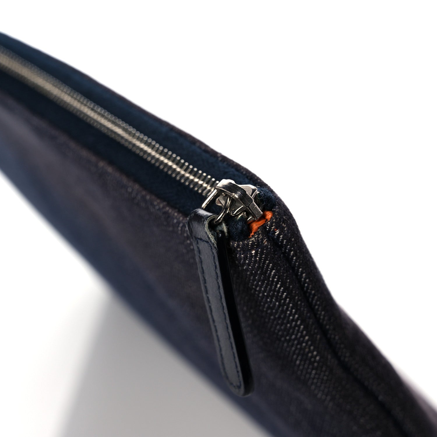 Chanel Denim Medium Deauville Pouch Clutch Blue Orange 10 of 11