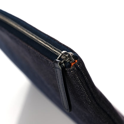 Chanel Denim Medium Deauville Pouch Clutch Blue Orange 10 of 11