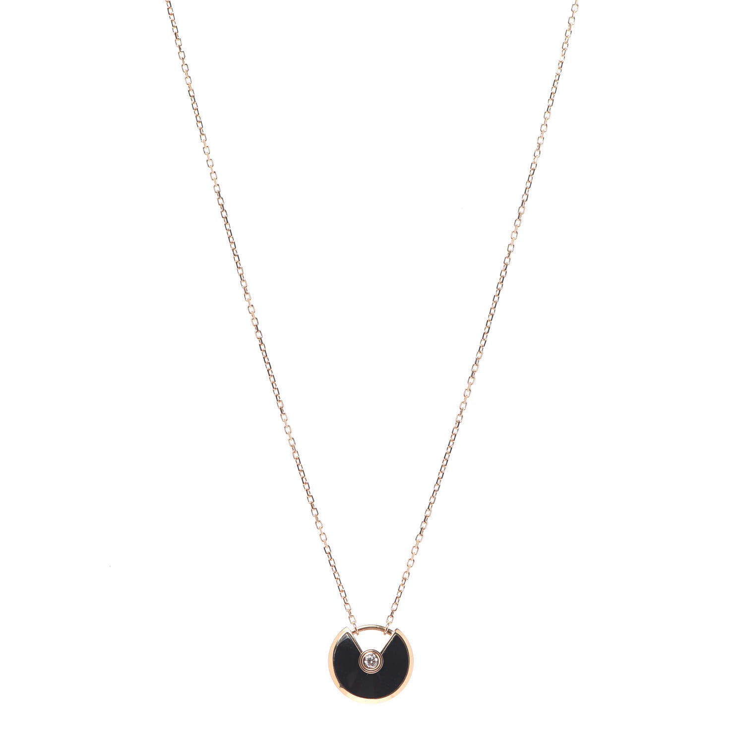 Cartier 18K Pink Gold Diamond Black Onyx XS Amulette de Cartier Pendant Necklace 1 of 5