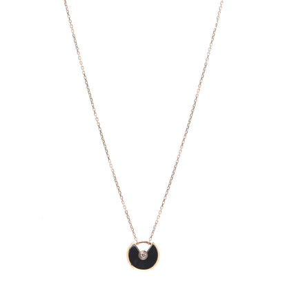 Cartier 18K Pink Gold Diamond Black Onyx XS Amulette de Cartier Pendant Necklace 1 of 5