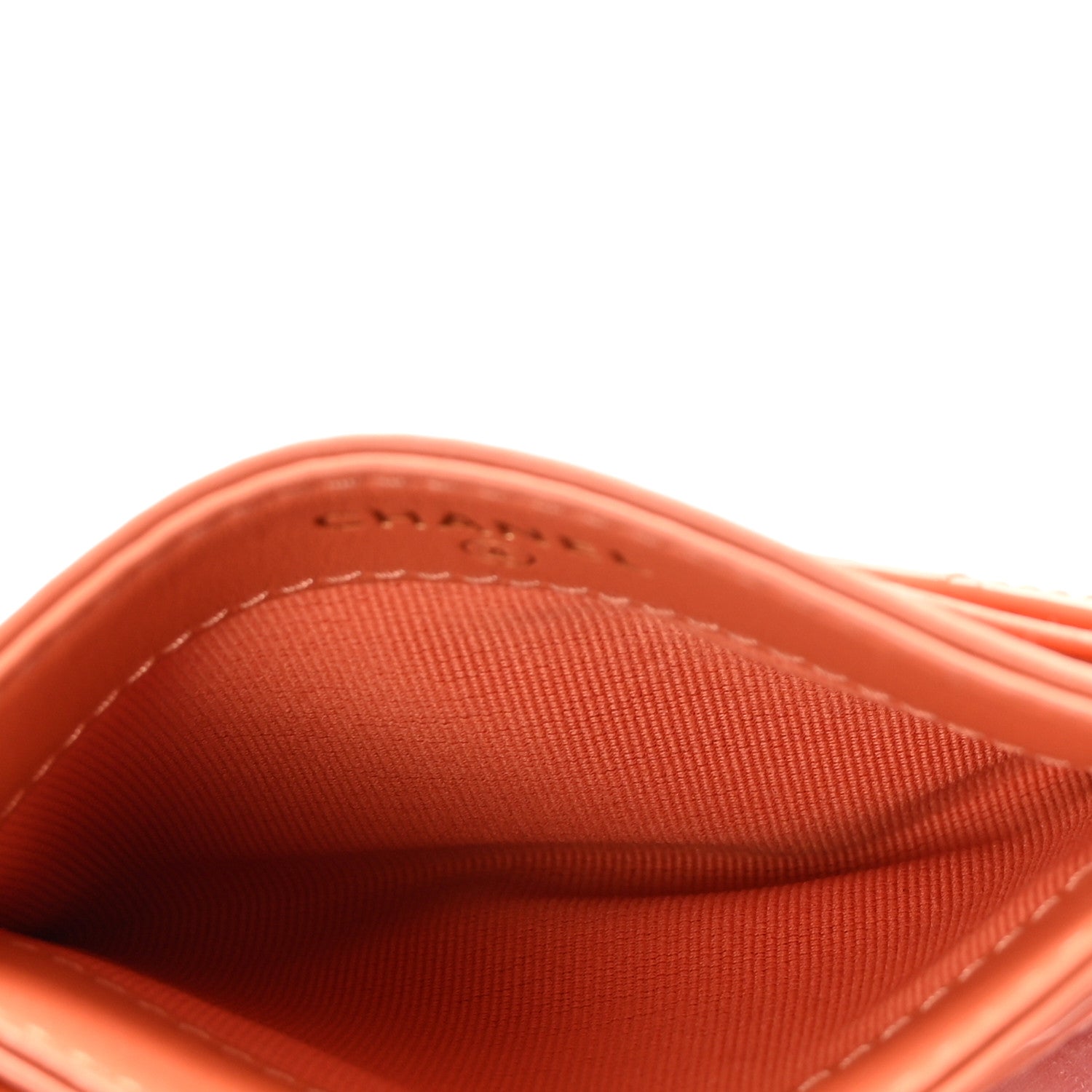 Chanel Patent Calfskin Quilted Card Holder Orange 5 of 9