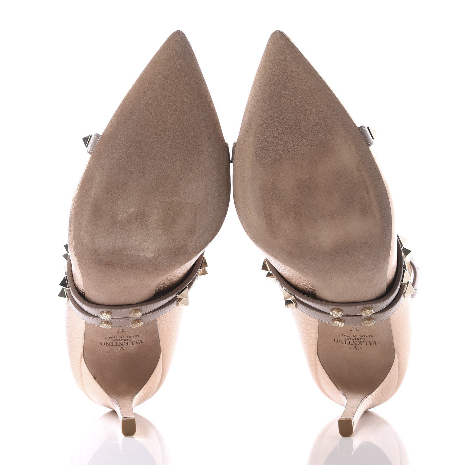 Valentino Garavani Metallic Grained Calfskin Rockstud Crisscross Ankle Wrap 105mm Pumps 37 Rame Poudre 6 of 10