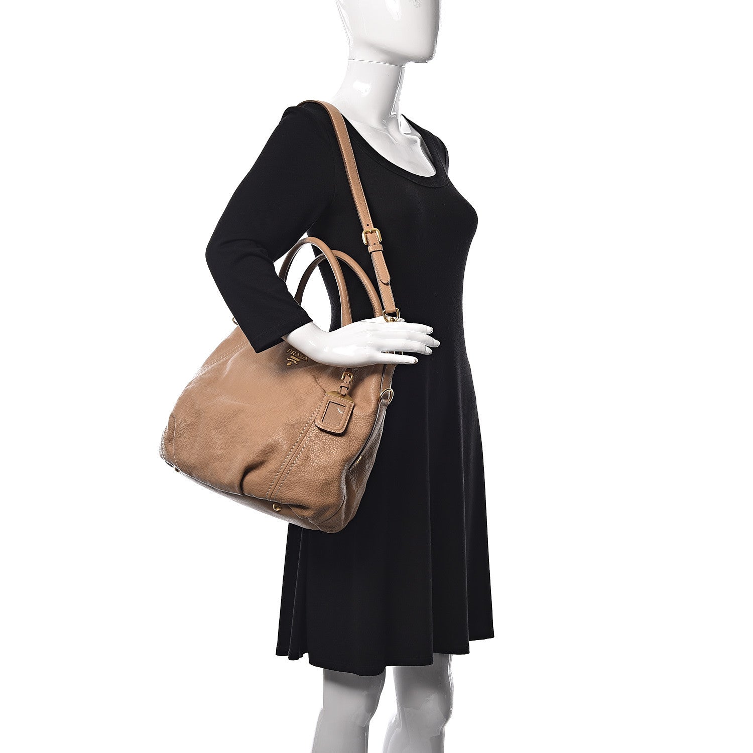 Prada Vitello Daino Tote Sabbia 2 of 10