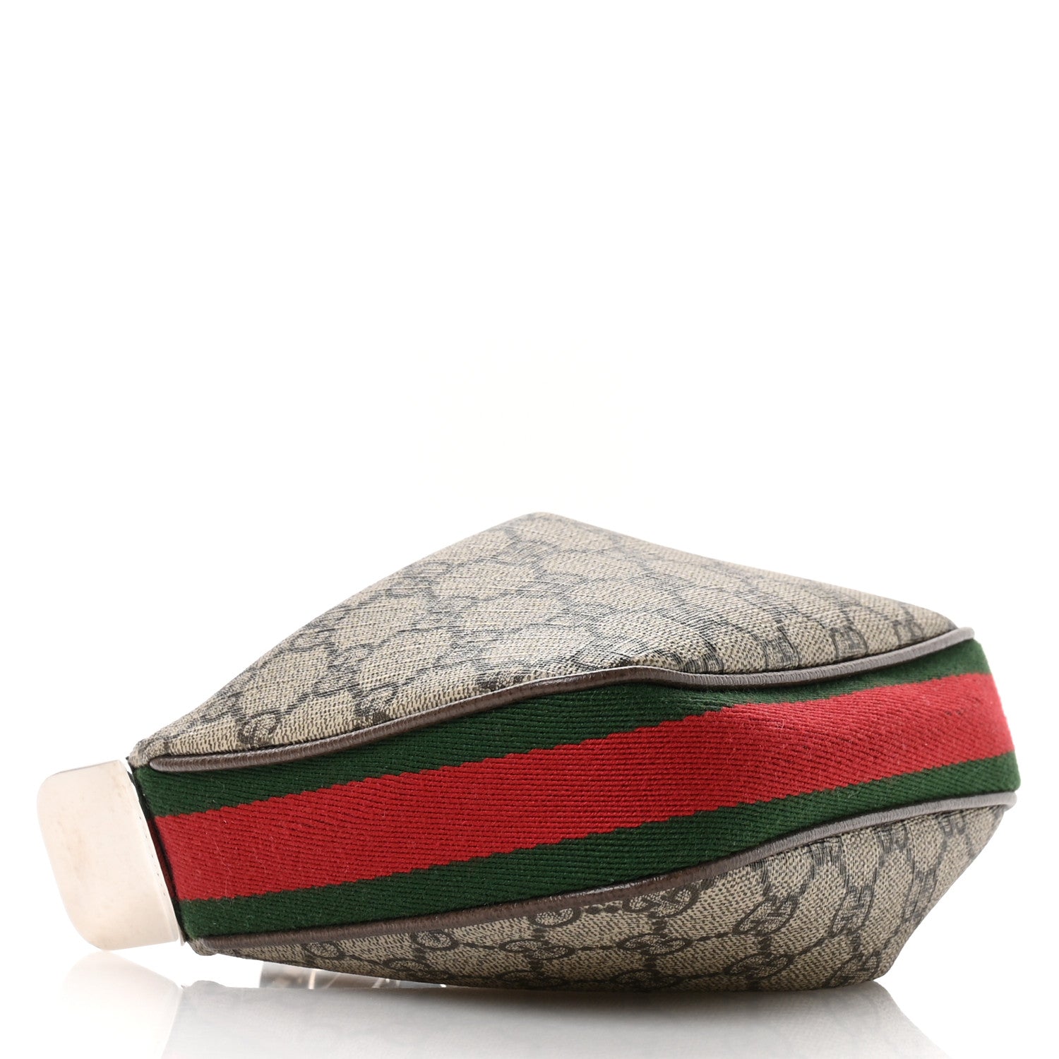 Gucci GG Supreme Monogram Textured Dollar Calfskin Web Mini Attache Bag Beige Ebony New Acero 4 of 10