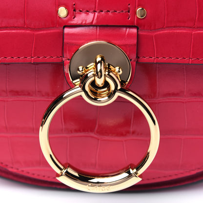 Chloe Calfskin Crocodile Embossed Small Tess Bag Crimson Pink 10 of 12