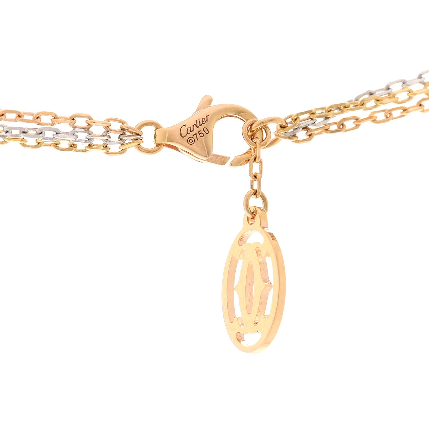 18K Pink Yellow White Gold Three Chain Necklace