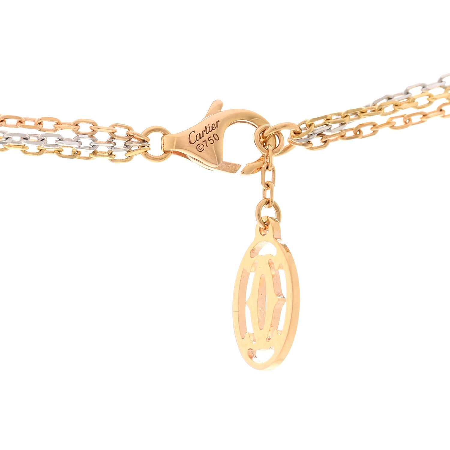 Cartier 18K Pink Yellow White Gold Three Chain Necklace 4 of 5