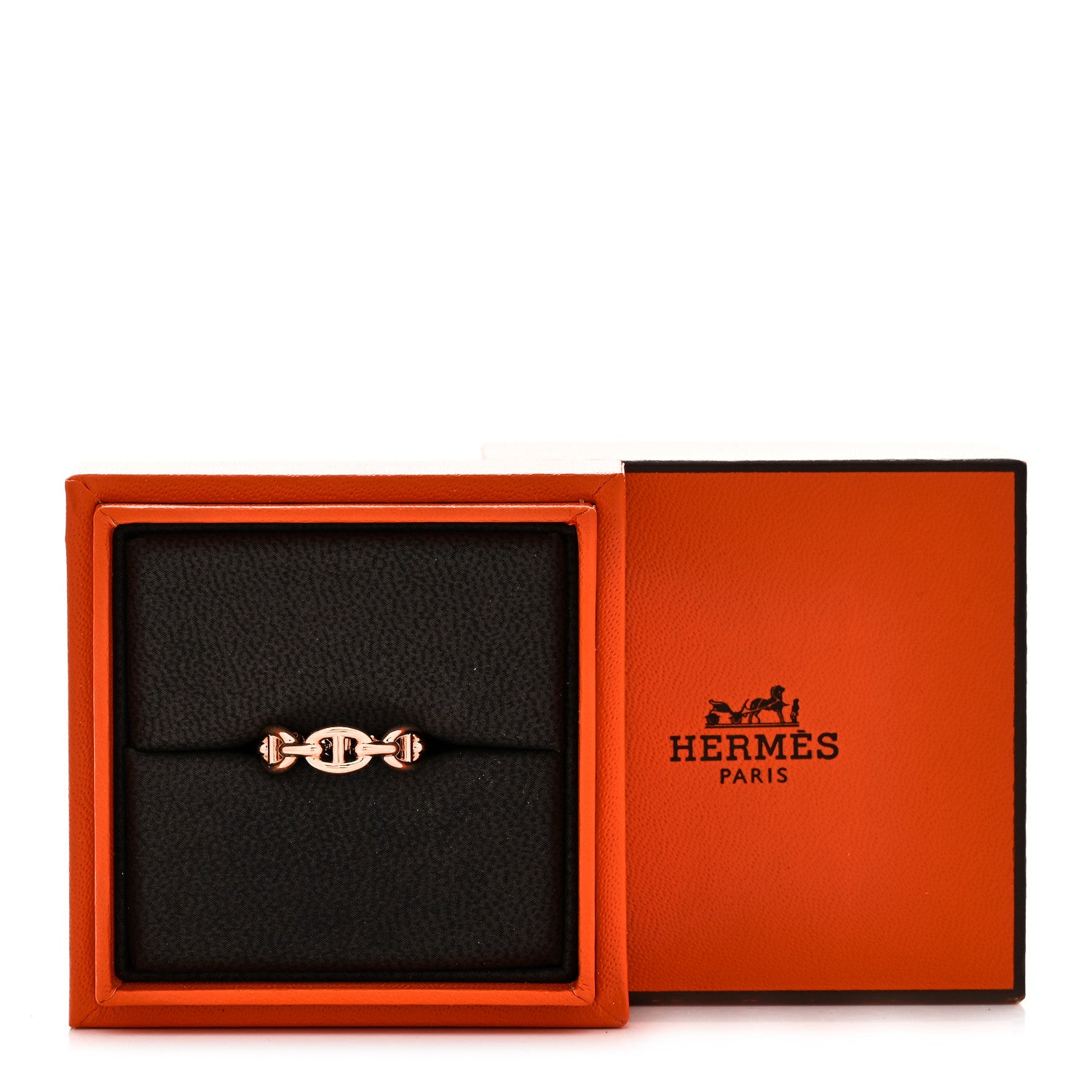 Hermes 18K Rose Gold PM Chaine D'Ancre Enchainee Ring 52 6 8 of 8