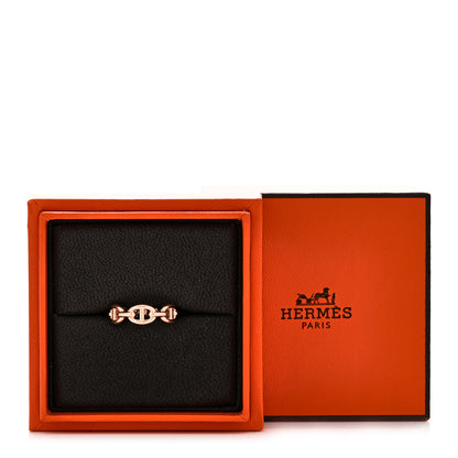 Hermes 18K Rose Gold PM Chaine D'Ancre Enchainee Ring 52 6 8 of 8