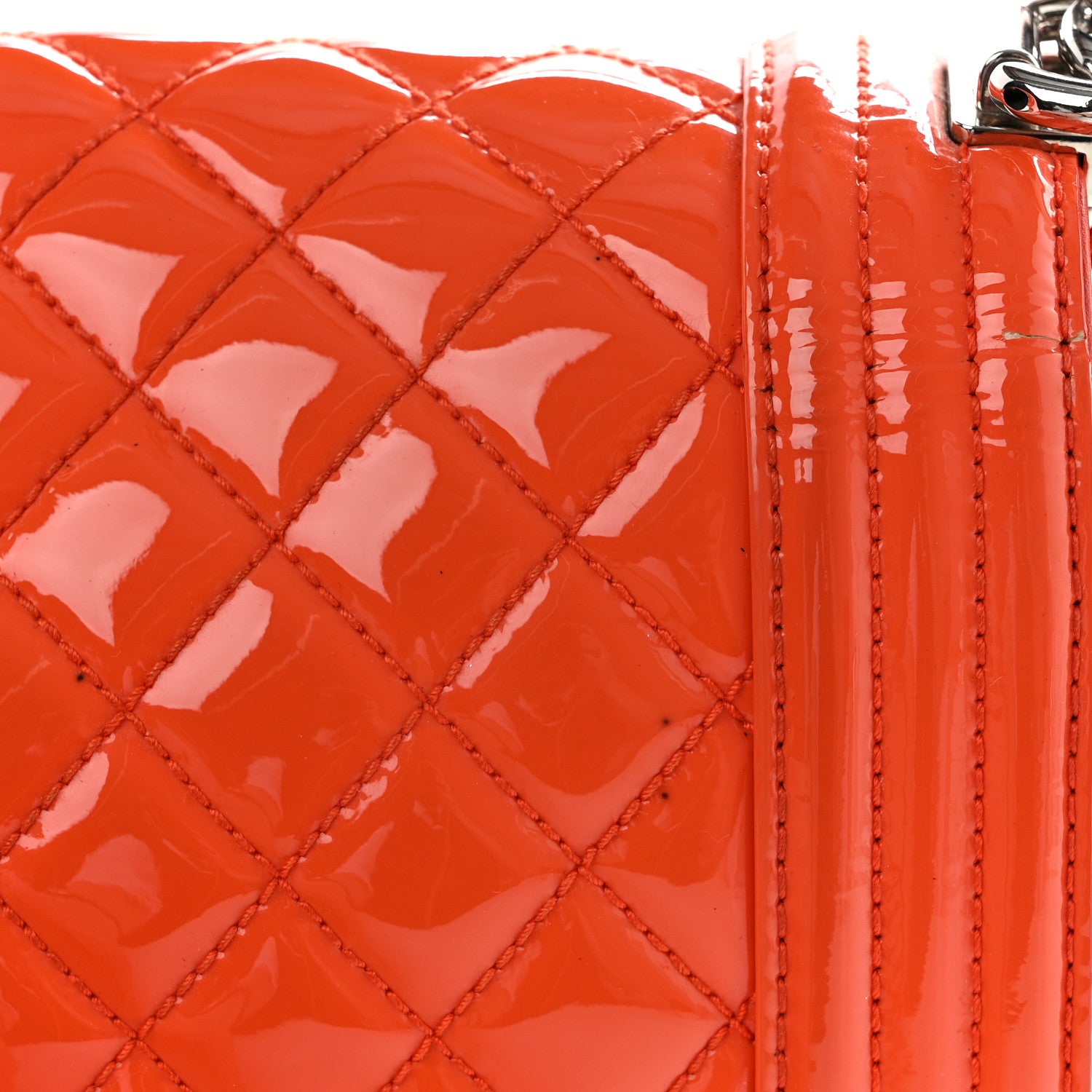 Chanel Patent Calfskin Quilted Medium Plexiglass Boy Flap Orange 12 of 13
