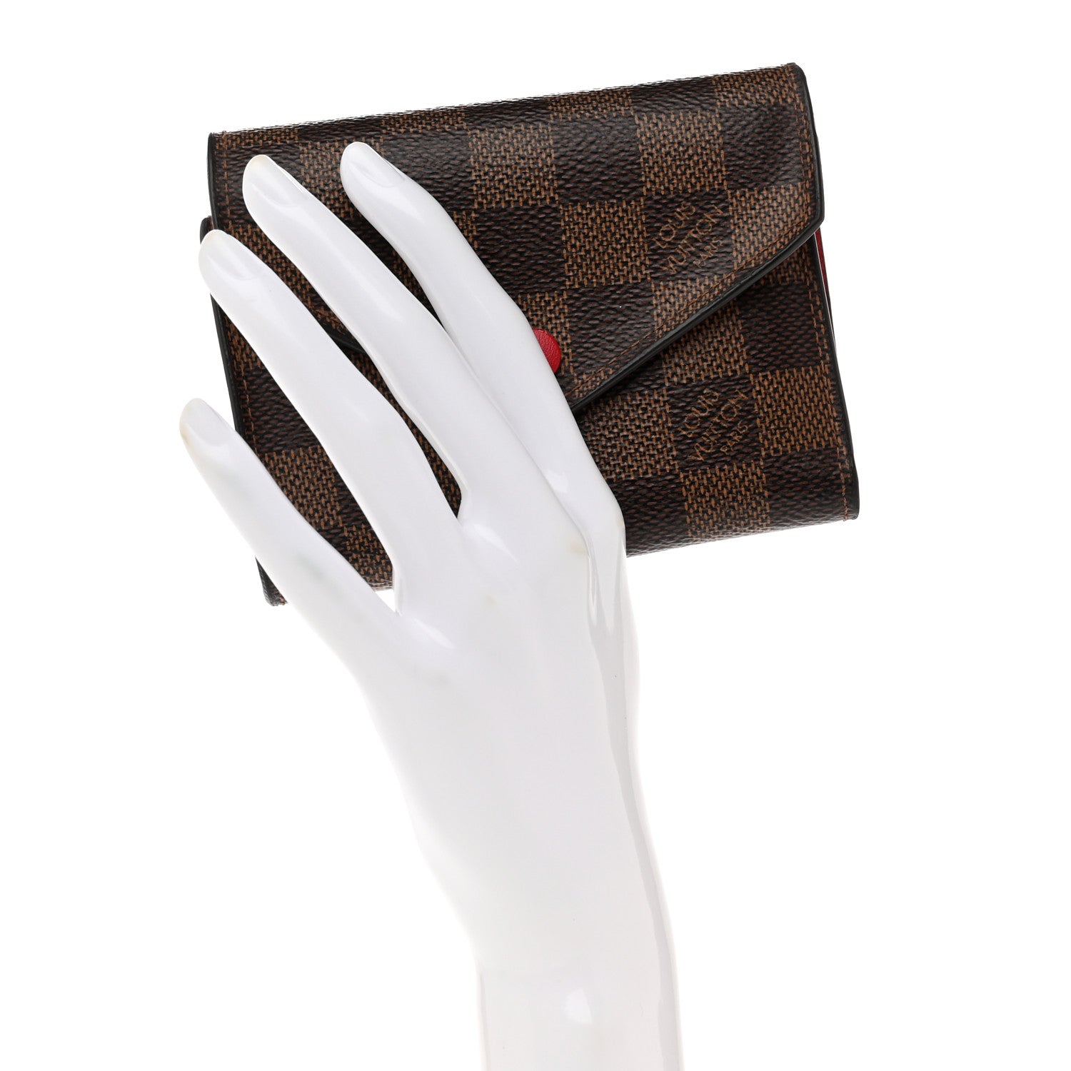 Louis Vuitton Damier Ebene Victorine Wallet Red 2 of 7