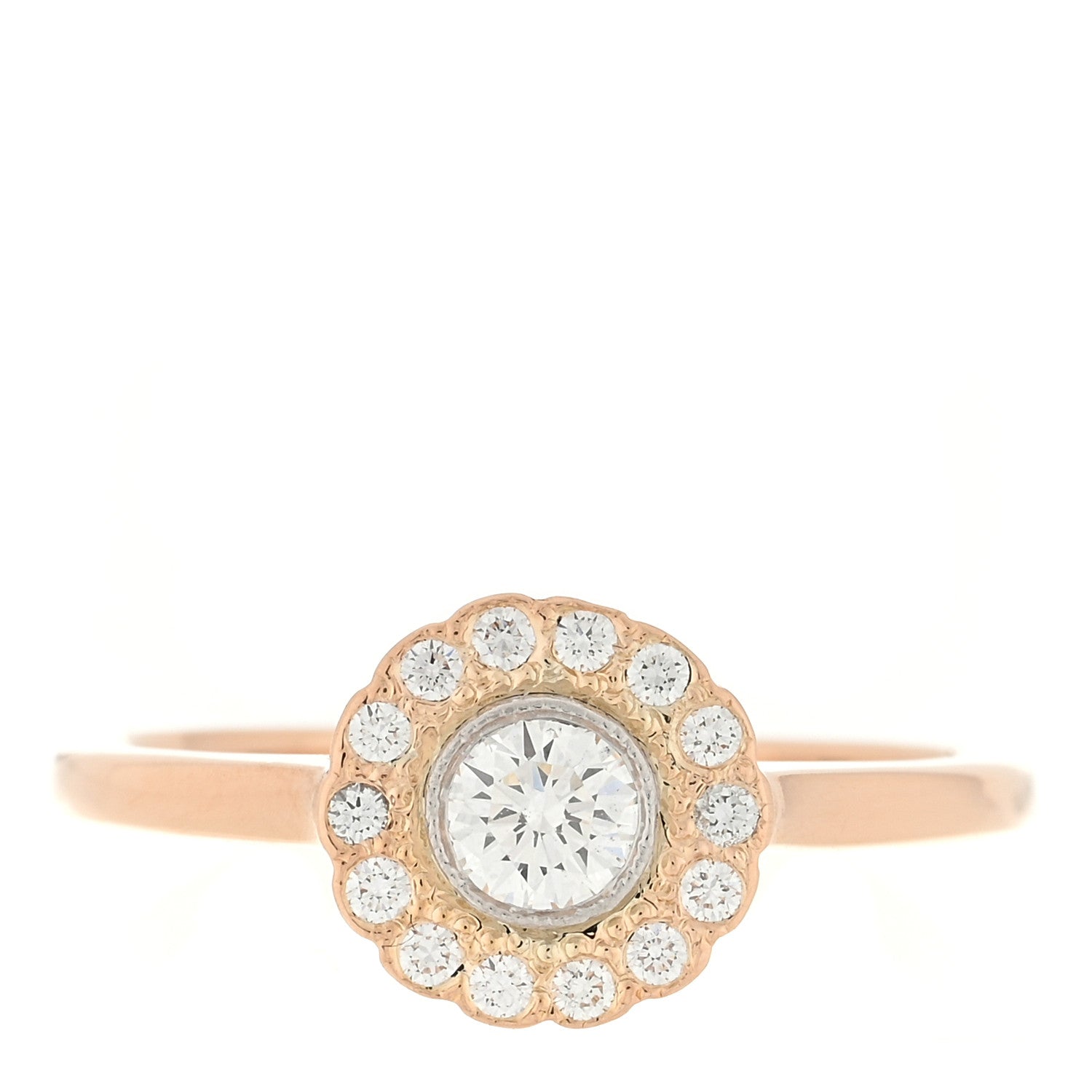 Tiffany 18K Rose Gold Platinum Diamond Round Enchant Flower Ring 51 5.75 1 of 5