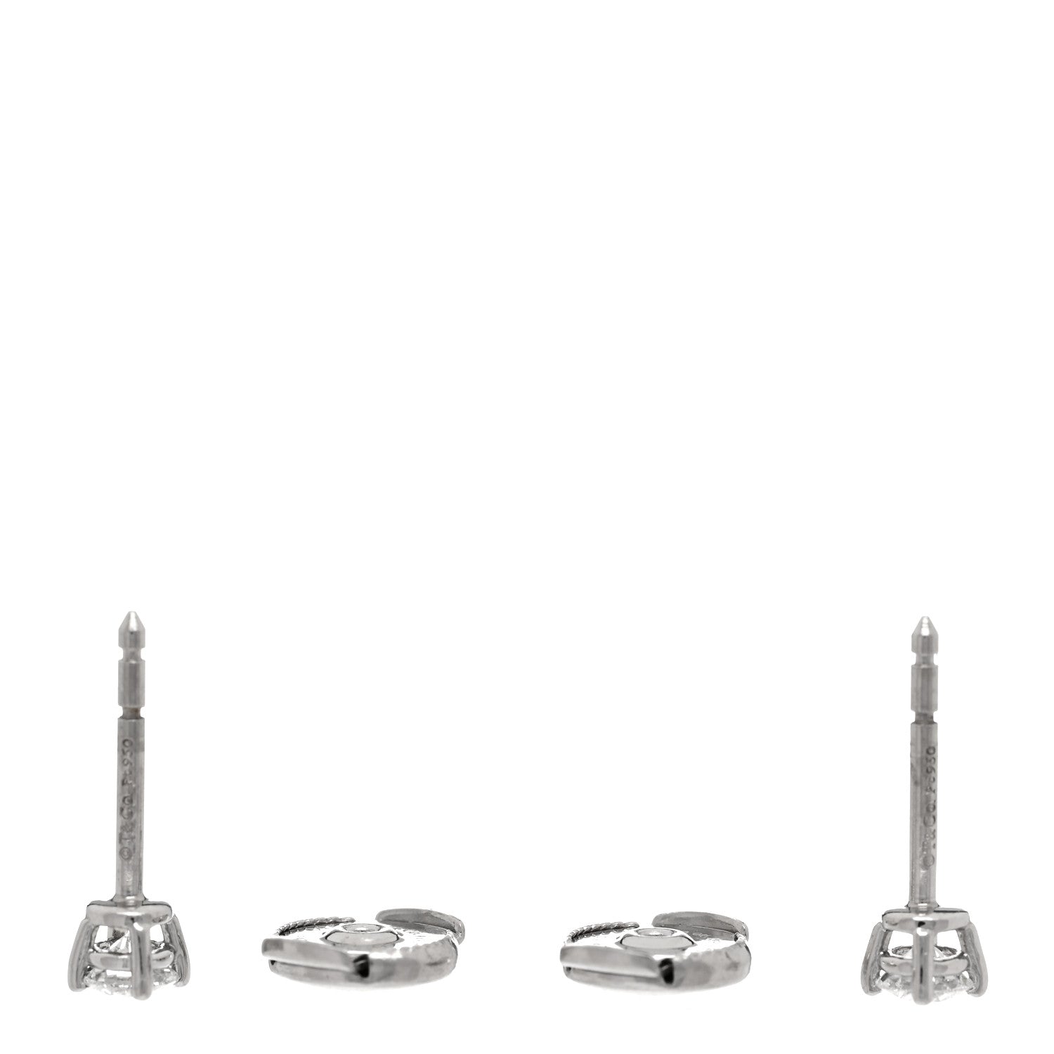 Tiffany Platinum Diamond .34ctw Solitaire Earrings 3 of 4